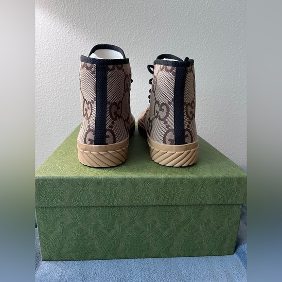 BRAND NEW Gucci GG Maxi Canvas High Top Sneaker Beige Ebony Men Size 11 US 11.5 - Picture 3 of 8
